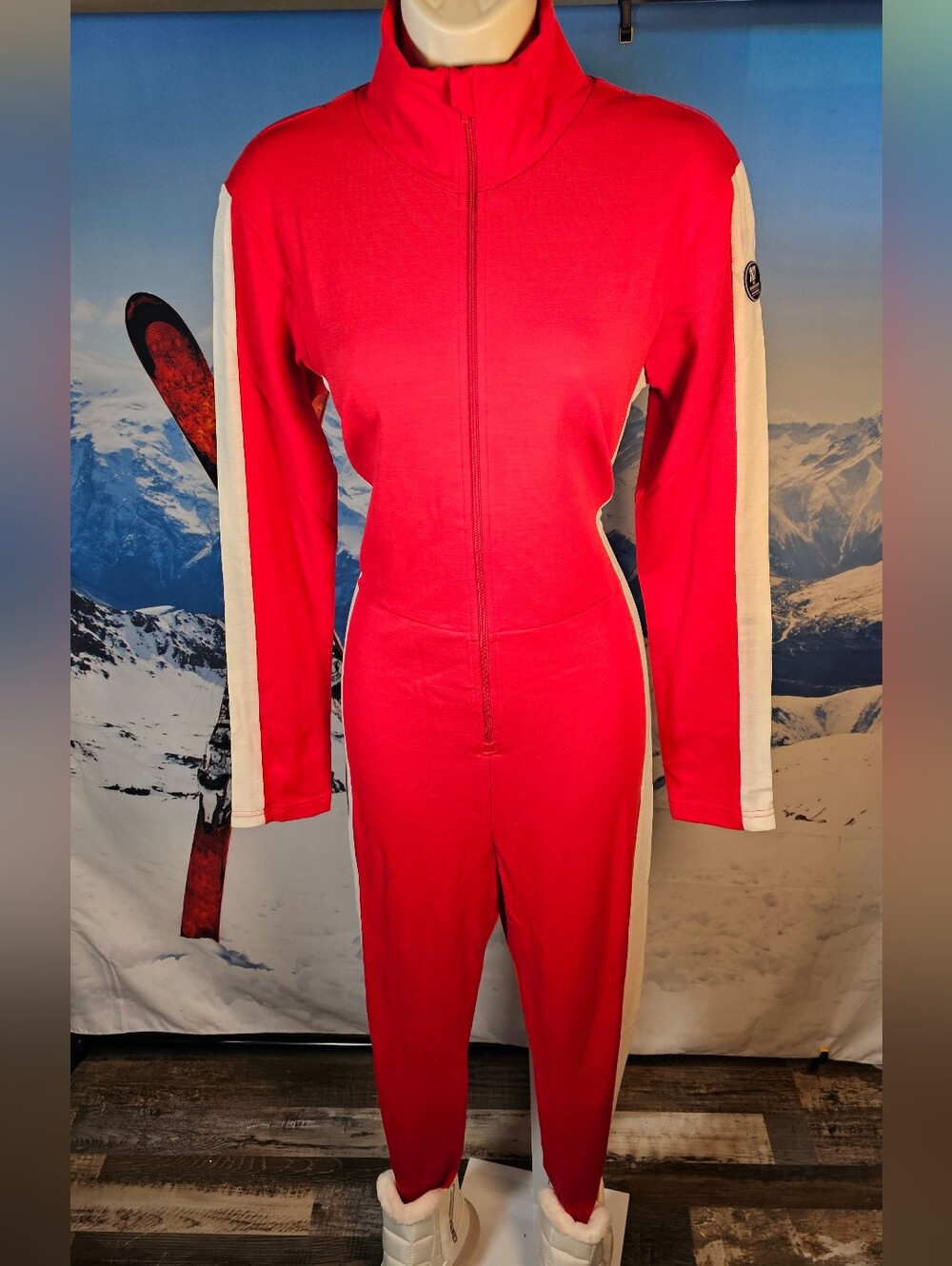 NWT We Norwegians Voss Merino Wool Ski Jumpsuit Red White L